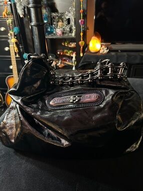 Thomas Wylde Black Patent gunmetal Chain-Handle Shoulder Bag💋🌹💋